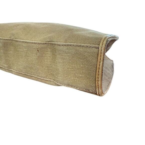 Fossil Vintage Wooden Handle Canvas Handbag Satchel Boho Purse Tan Brown Bag - Picture 10 of 14